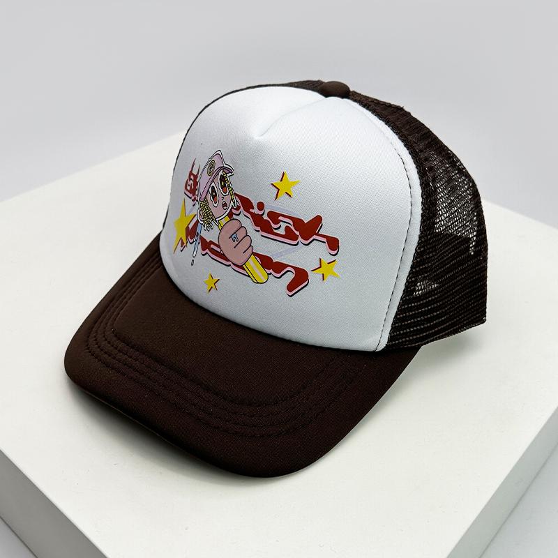 American Style Cruise Printed Anime New Letter Mesh Trucker Caps Sunshade Breathable Baseball Hats Men Women Versatile Fashion