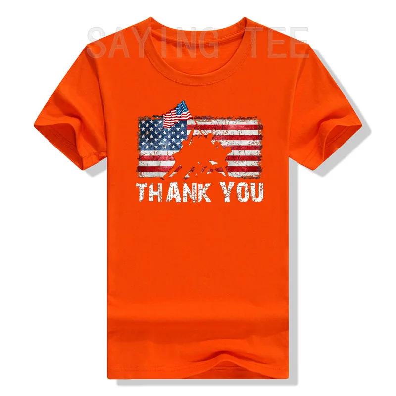 Patriotic American US Flag Thank You Memorial Day Veteran T-Shirt USA Proud Graphic Tee Tops 4th of July Clothes Novelty Gifts