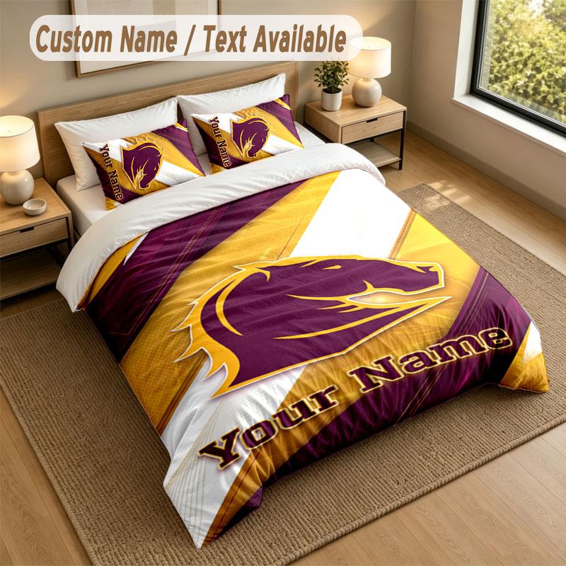 Bedding Set 1 Duvet Cover 2 Pillowcases Brisbane Broncos Print Soft Bed Linen Bedroom Decor