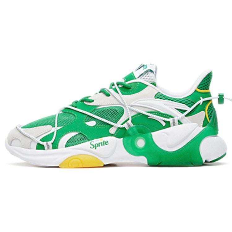 XUEBI X Anta Splitting Leather Cushioning Slip Resistant Abrasion Resistant Low Top Sports Casual Shoes White Green 912028850-8