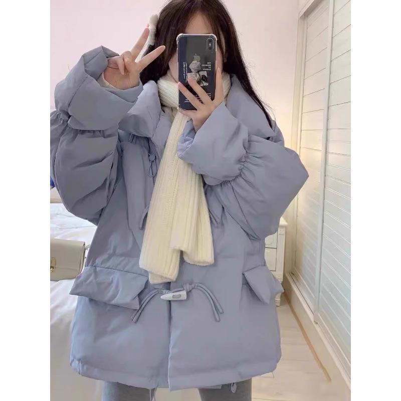 Women's 2024 Korean Style Loose Toggle Button Cotton-Padded Down Jacket for Autumn/Winter