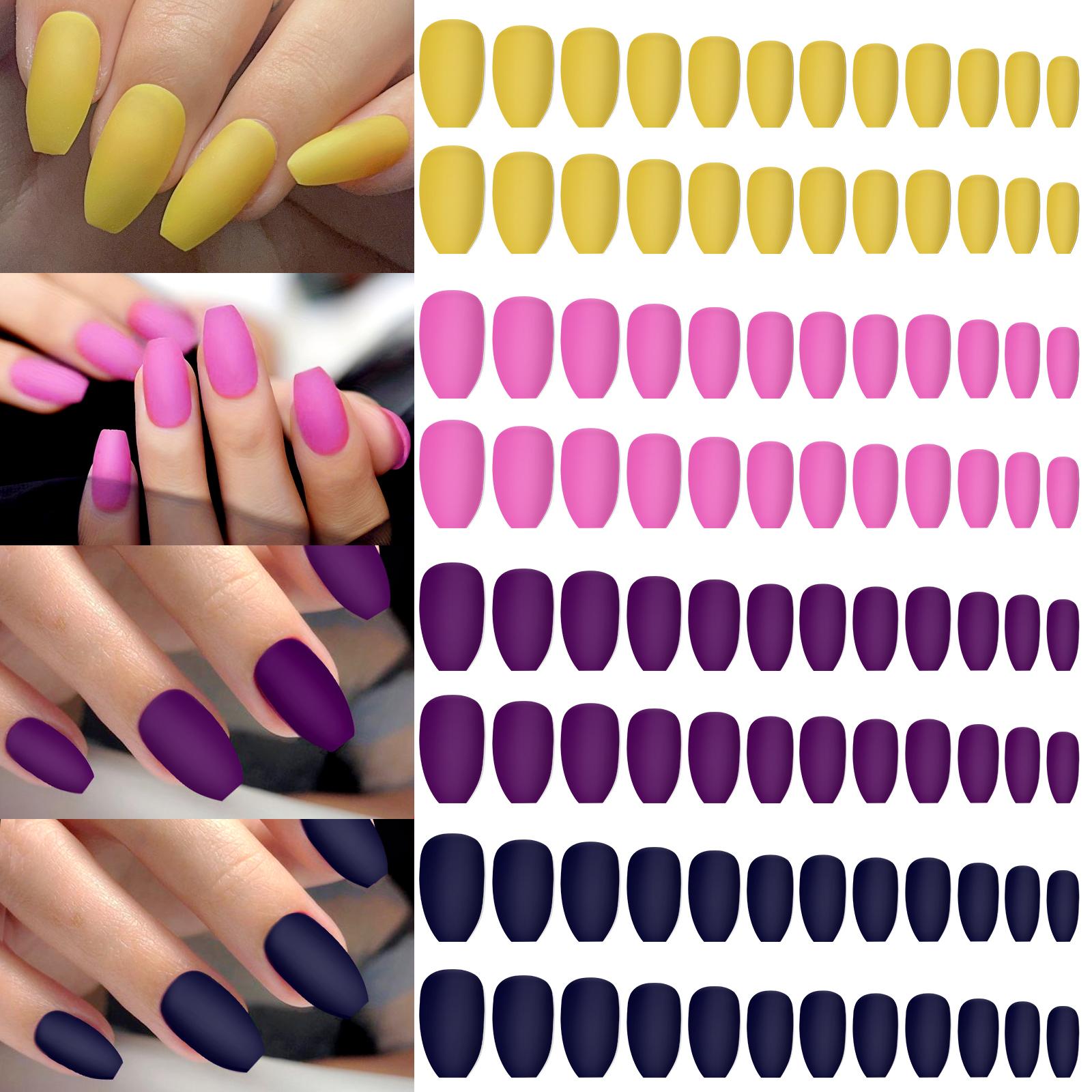 

96pcs Boxed 4color Short Nail Tips Ballet/Coffin/Square Full Cover Matte Bright False Nails Press-On Nails DIY Manicure Design