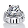 Huitan Silver Color White CZ Women Wedding Rings Full Cubic Zircon Bling Engagement Party Ring Anniversary Gift Eternity Jewelry