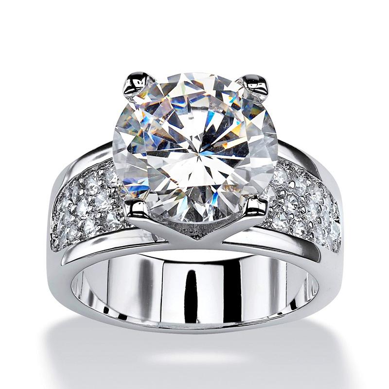 Huitan Silver Color White CZ Women Wedding Rings Full Cubic Zircon Bling Engagement Party Ring Anniversary Gift Eternity Jewelry
