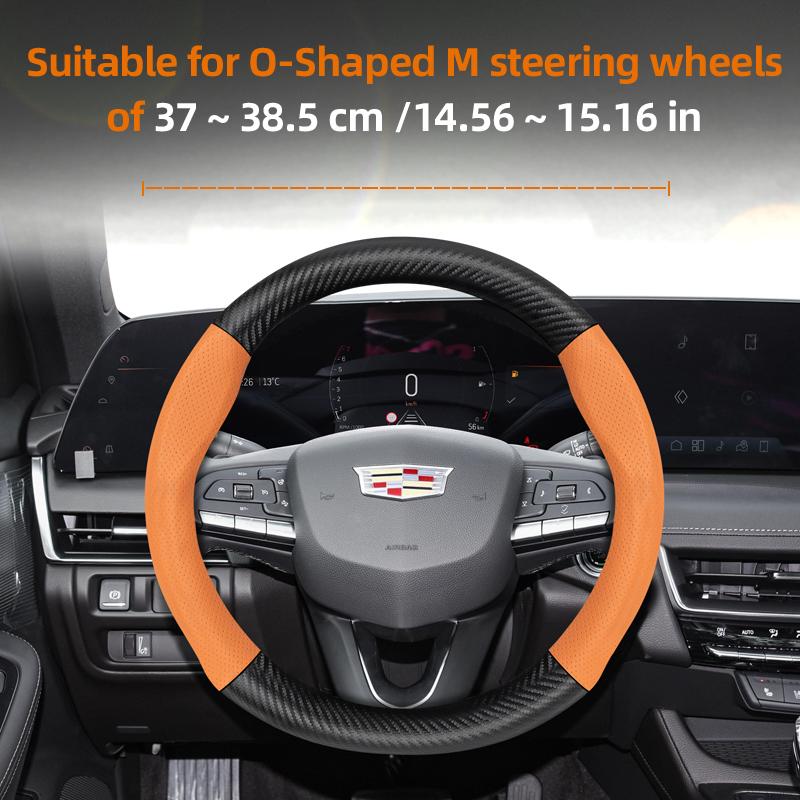 Suitable for Cadillac Breathable Hole Leather Matte Carbon Fiber Texture Steering Wheel Cover Suitable for Cts 2013 Ct4 Carbon Interior Ct5 Xt5 Xt4 X