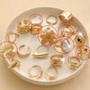 6/14/20 Pcs Imitation Pearl Flower Zircon Rings Set for Women Vintage Elegant Irregular Gold Color Open Ring Party Jewelry Gifts