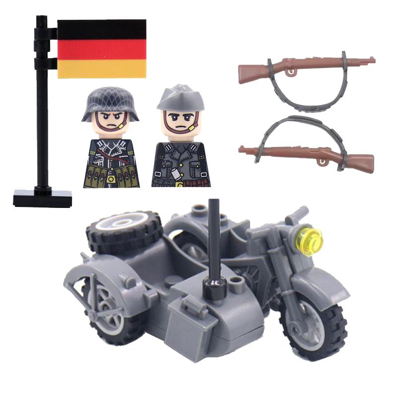 Military Soldier Building Block Figure British US Snow Camouflage Troop MP40 M1A1 Motorcycle Accessories Toys Gift Brick Z02
