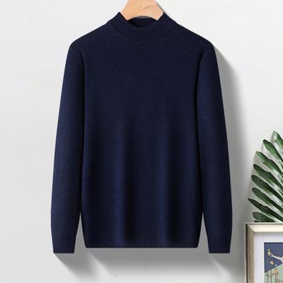 Herbst Winter Herren Pullover Rundhals Strick Dick Elastisch Lange Ärmel Slim