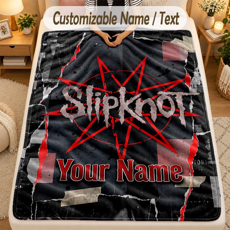 Flannel BlanketSlipknot Custom Name Text Personalized Soft Warm Throw Blanket Home Decor Gift