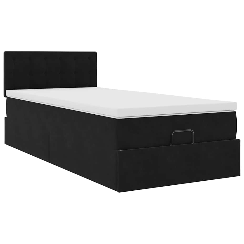 Vidaxl Struttura Letto Ottoman con Materasso, Nera, 80X200 Cm, Velluto