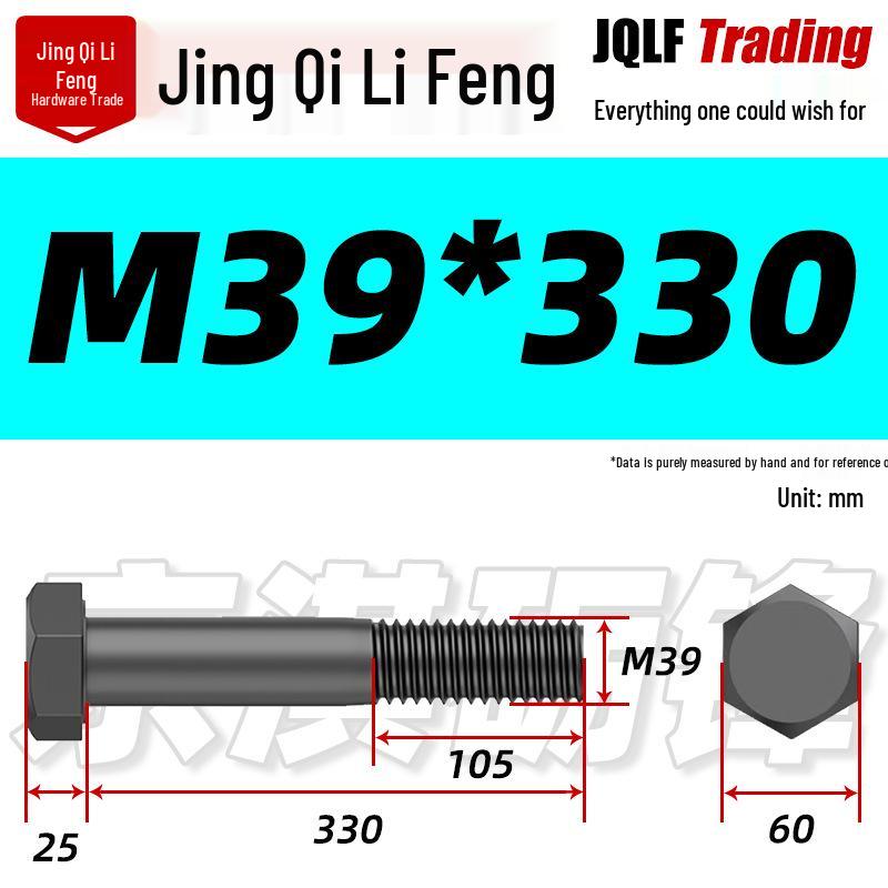 M27-M39 Grade 12.9 Blackened Half-Thread Hexagon Bolt