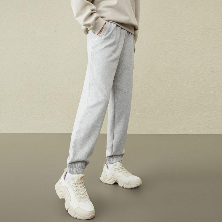 Anta Sports Thickened Fleece Cuffed Warm Casual Pants Women Bottoms Gray 162248302N-3