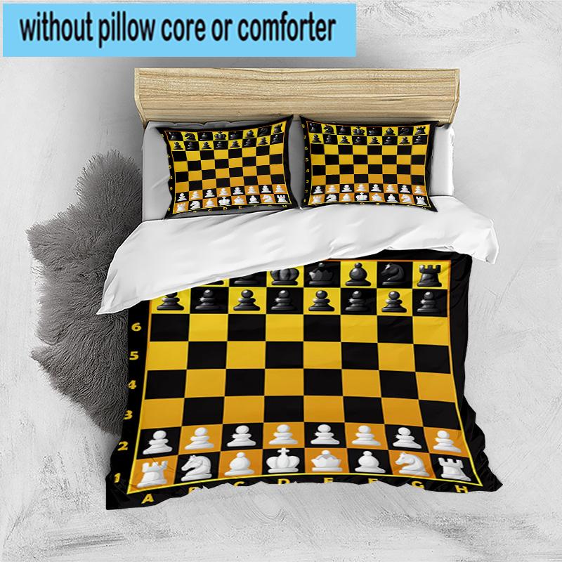 Chess Opening Strategy 3pcs Bedding,Including 1pc Duvet Cover And 2pcs Pillowcases Perfect for Christmas,Ideal for Bedroom, Dormitory