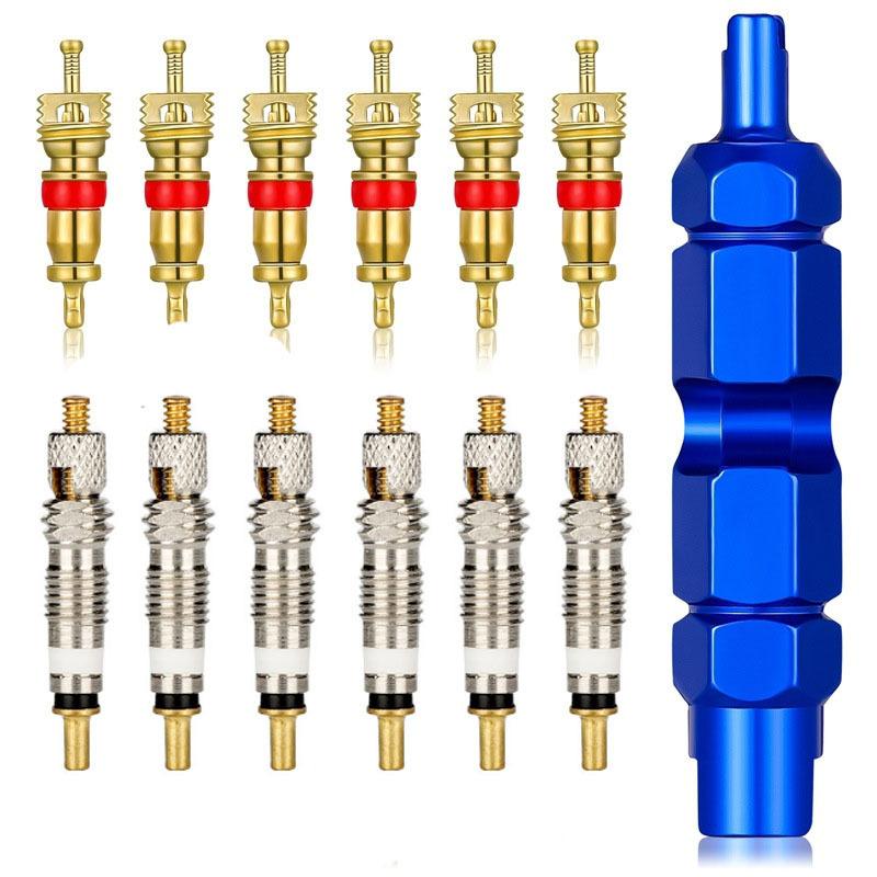 18-teilige Fahrrad-Reparaturwerkzeug-Sets Presta-Ventilkern-Set Fahrrad Schrader-Ventilschlüssel Tubeless-Reifenheber MTB-Reparaturwerkzeuge