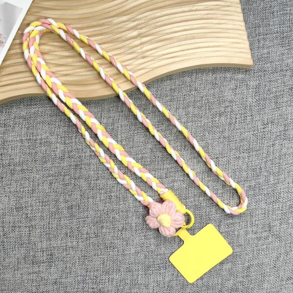 120cm Phone Holder Strap Flower Braided Hanging Rope Ins Mobile Phone Lanyard  Women