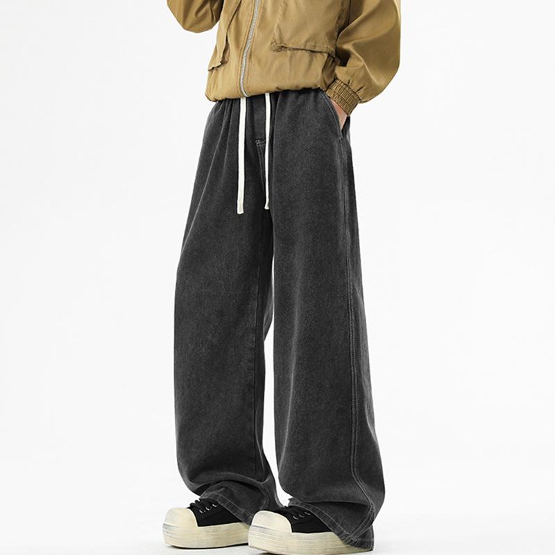 

Светло-голубые джинсы мужские летние подростковые прямые свободные широкие брюки нового стиля для мальчиков, скользящие до пола, мужские весенние и осенние S