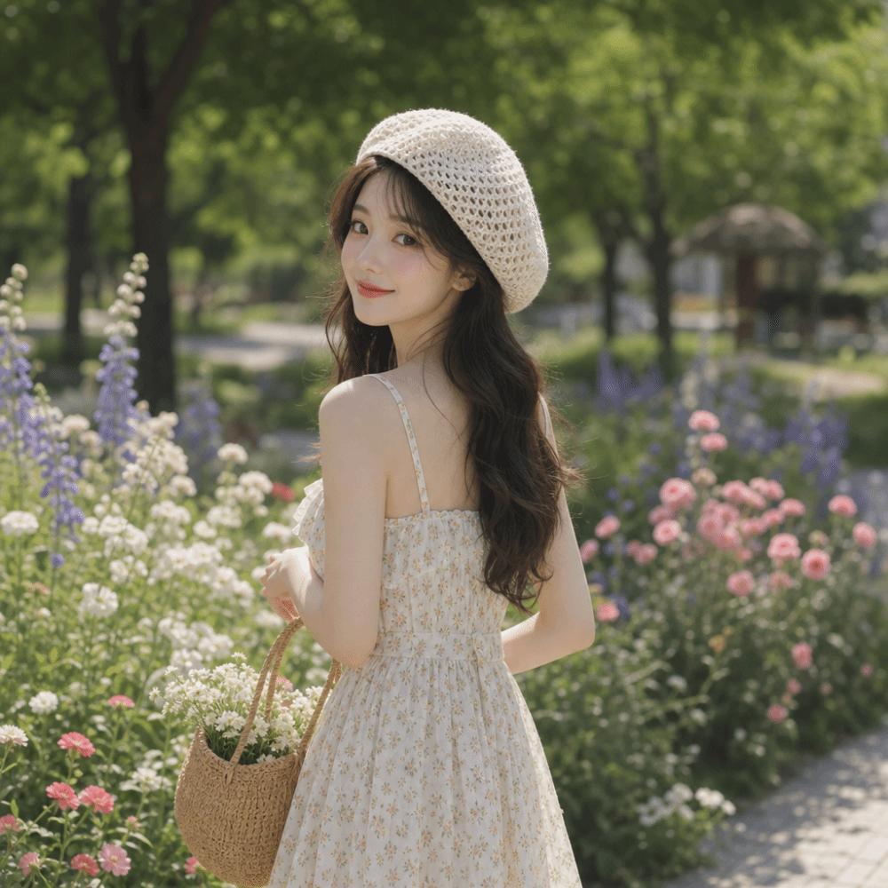 Hollow Knitted Hollow Beret Bright Thread Pumpkin Hat Elegant Painter Hat Spring Season