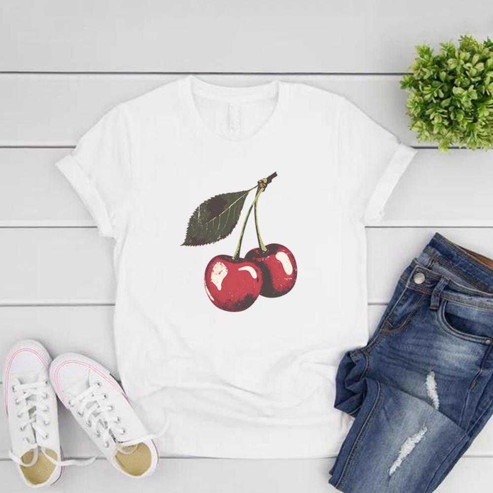 Vintage Kirschhemd T-Shirt Frucht T-Shirt Sommer Damen T-Shirts Freizeit Kurzarm T-Shirts Kirschliebhaber Geschenk Retro Damenbekleidung