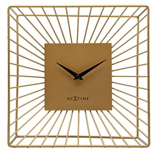 Nextime Vasco Metal Table or Wall Clock Gold - 25cm x 25cm x 12cm