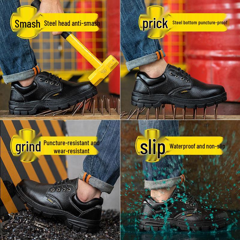 Men's Steel Toe Safety Work Shoes - Anti-Smash, Anti-Puncture, Breathable, Lightweight, Wear-Resistant for Construction