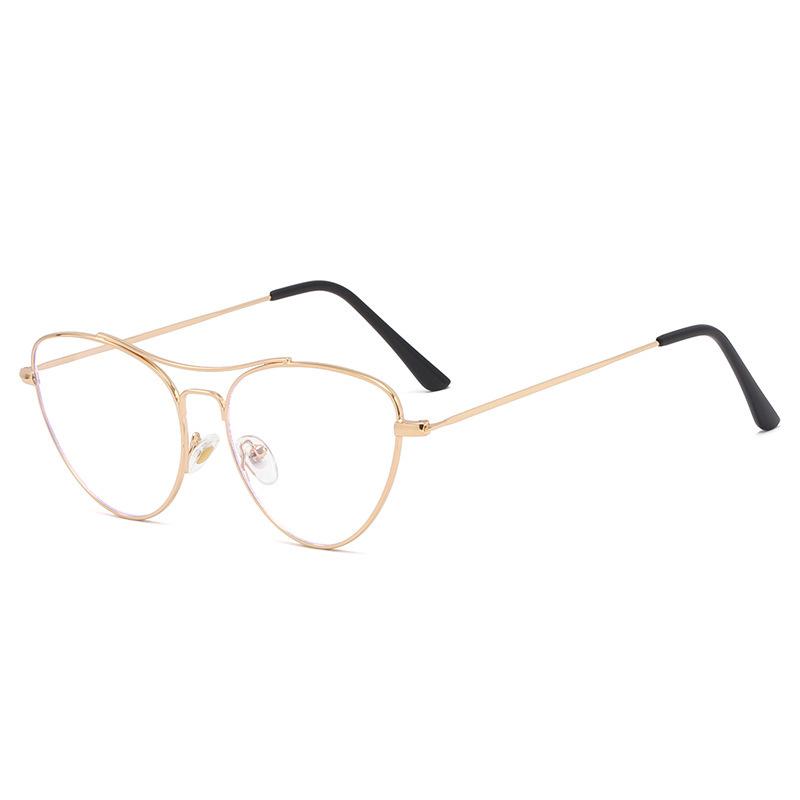 Fashion Cat Eye Flat Glasses Women S Glasses Metal Frame Trend Thin Edge Double Beam Glasses Frame