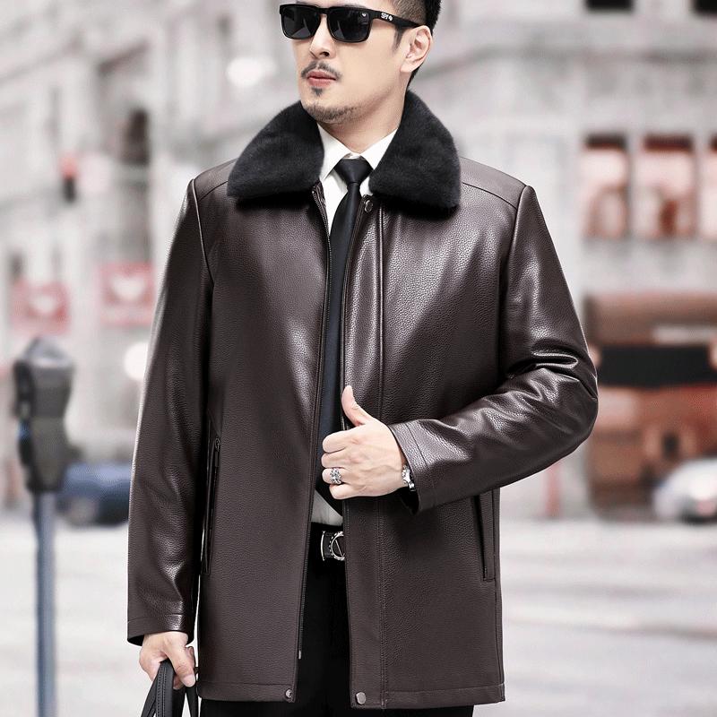 

Кожаная куртка мужская из овчины золотистого цвета с удаленной подкладкой из норки с воротником из меха норки средней длины зимняя куртка Ni Overcome 6XL