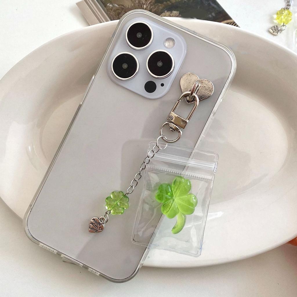 Adorable Four Leaf Clovers Pendant for Bags Or Keys Handmade Keychain Lanyard Phone Strap Stylish Cellphone Decoration