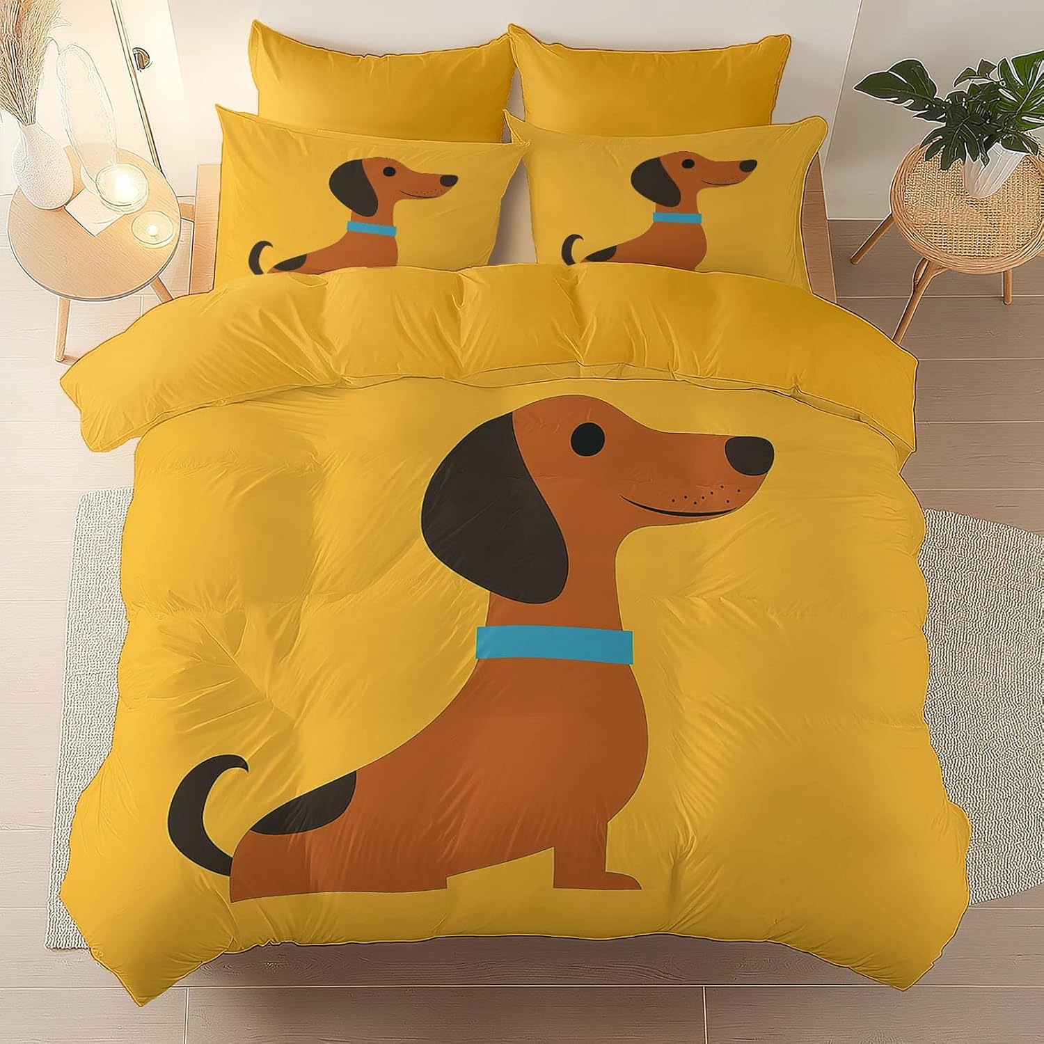 

Cute Colorful Dog Duvet Cover Set, Dachshund Dog Bedding Set, Cartoon Polyester Quilt Cover, Pet Dog Home Textiles King Queen 70x133cm 2pcs&Duvet Cover