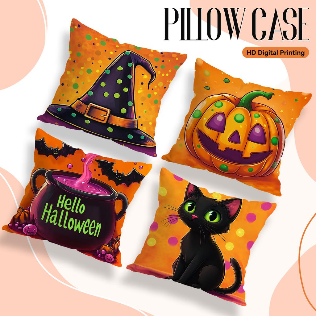 Halloween Theme Cushion Pillowcase Printed Polyester 45X45Cm Throw Pillowcover Decorative Sofa Cushion Pillowslip Home Decor