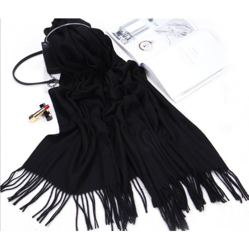 

Однотонный кашемировый шарф для женщин на зиму, теплый, утолщенный, осенне-зимний, с кисточками, серый платок, мужской шерстяной шарф 200cm*70cm