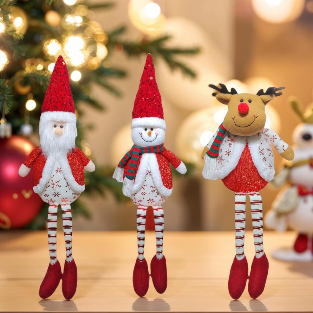 Plush Santa Snowman Reindeer Tabletop Ornament Stuffed Toy Christmas Decorations For Desktop Mantels Bookshelf Kid Room