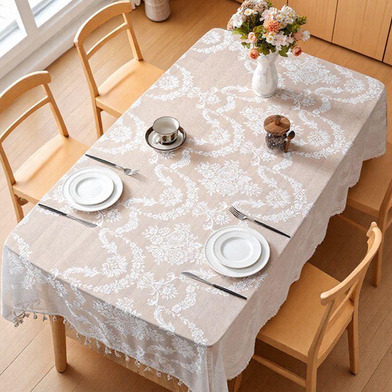 Elegante Phoenix Spitzentischdecke Rechteckig mit Muschelkante, Perfekt für Hochzeiten, Geburtstage, Babypartys & Jubiläen