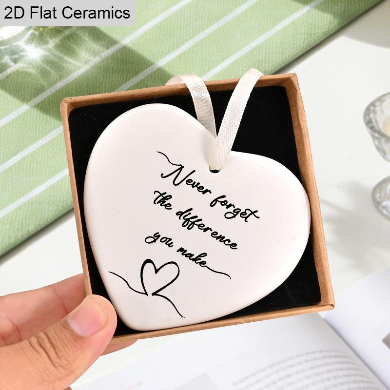 1pc ' Difference You Make' Ceramic Heart Ornament Inspirational Message Accessory Car & Home Decor Team Appreciation Decor Retirement Gift