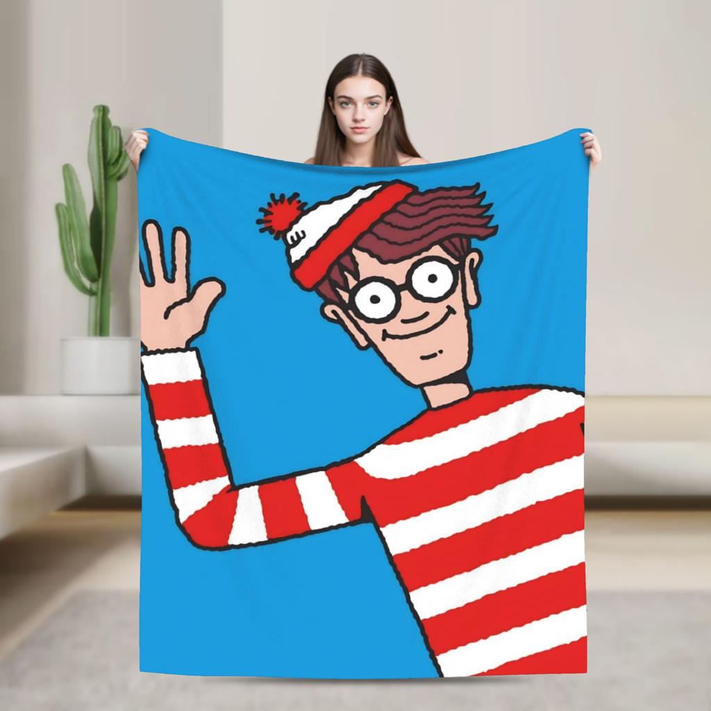 Wally Waldo Blankets Flannel Cozy Soft Throw Blankets for Home Plush Thin Quilt