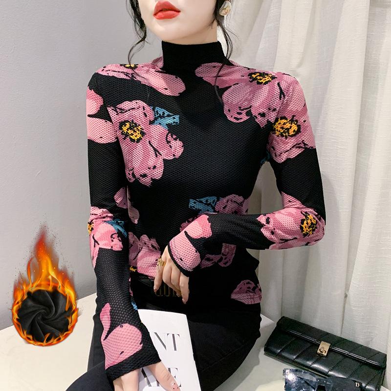 

Новая зимняя футболка с принтом и длинными рукавами, модная облегающая футболка и бархатная базовая рубашка-пуловер 4XL