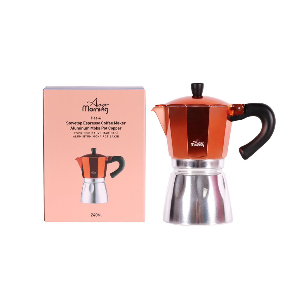 Any Morning Cafetera moka de aluminio para estufa, 240 ml - 8 oz
