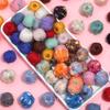 10pcs/lot Colorful Plush Mohair Beads Round Knitting Mohair Cover Plastic Beads For Jewelry Making Clothing Crafts Decoration