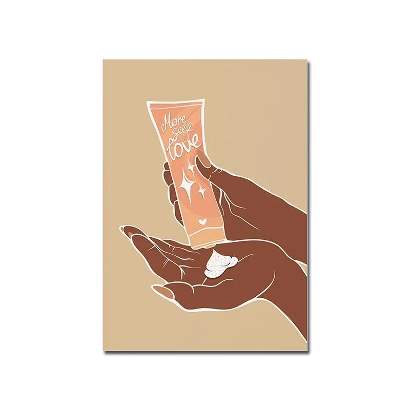 Take A Bath Boho Poster Black Woman Feminism Nordic Art Print Body Care Canvas Painting Wall Picture Living Room Bathroom Decor