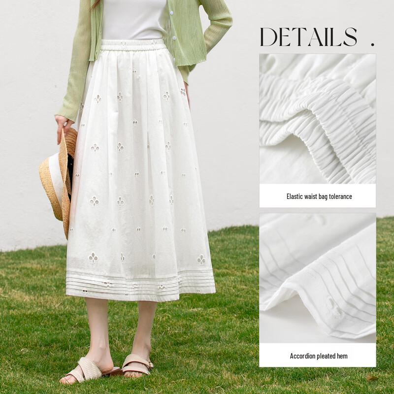 Women's Pure Cotton A-Line Pleated Midi Skirt