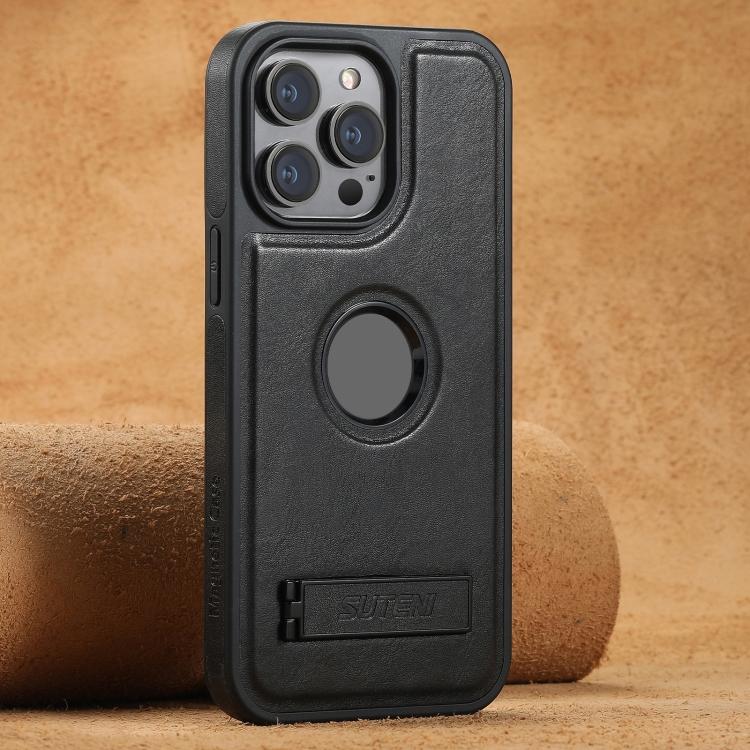 Suteni G2 Magsafe Oil Wax Leather Back Phone Case with Holder