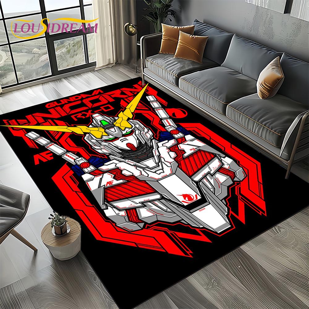 Nový kreslený robot Gundam dárek koberec kobereček do ložnice obývacího pokoje domova dekorace pohovky, dětská hrací dekorace podložka na podlahu