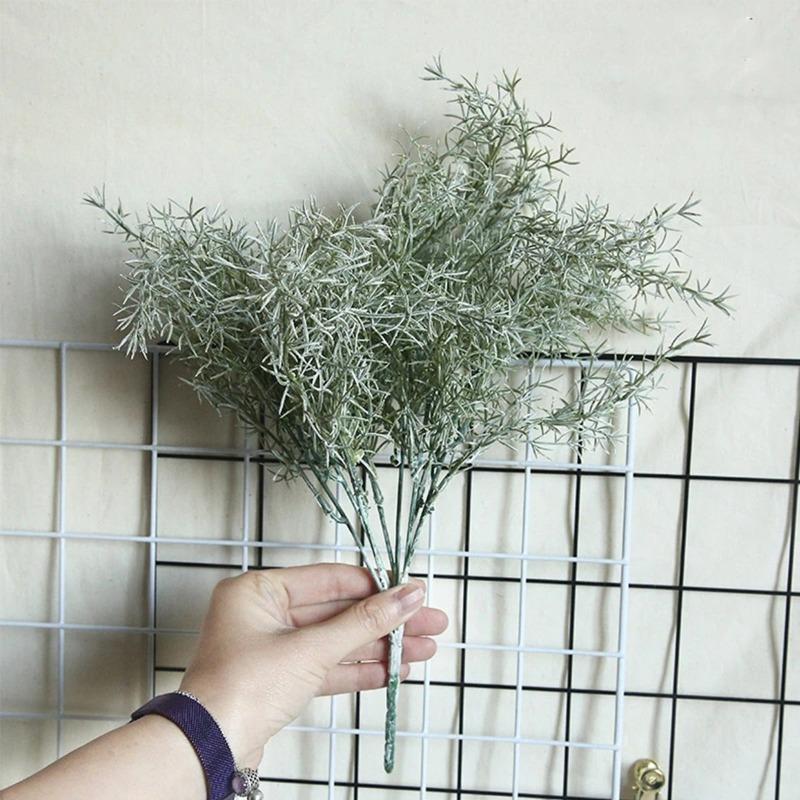 

2 шт. Искусственные цветы Сосновые иглы Букет травы Флокирование Пластиковые искусственные растения Свадебный букет невесты для использования в помещении и на открытом воздухе Домашняя кухня Офисный декор зелёный