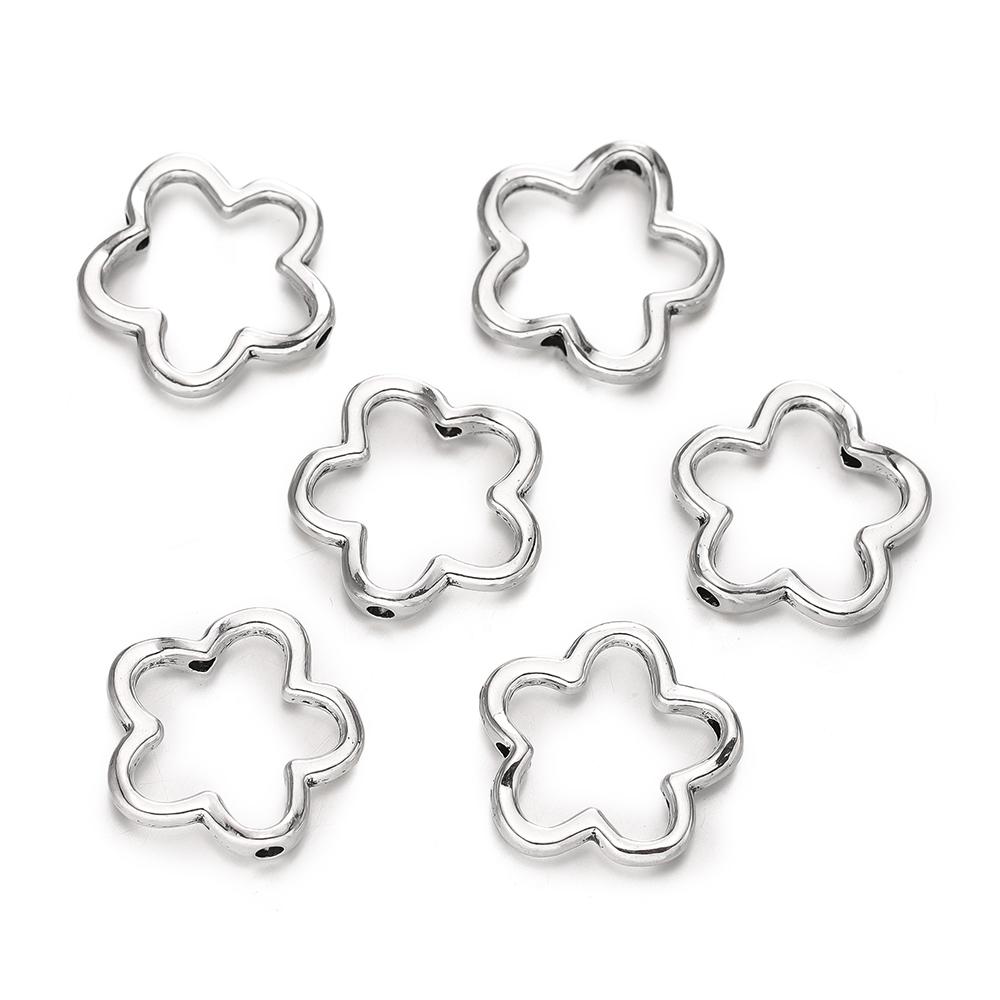 10pcs/lot 15x15mm Cute Hollow Flower Charms Connector Pendant Fit DIY Handmade Metal Alloy Jewelry Making Supplies