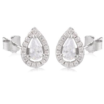 [Q2948] - Silver Earrings 'Sissi' Silver White (rhodium-plated) - 9x6 Mm (pears)