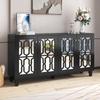 Sideboard Chest of Drawers Mirrored, Sideboard with 4 Doors, Modern Side Cabinet Multipurpose Cabinet with Adjustable Shelf