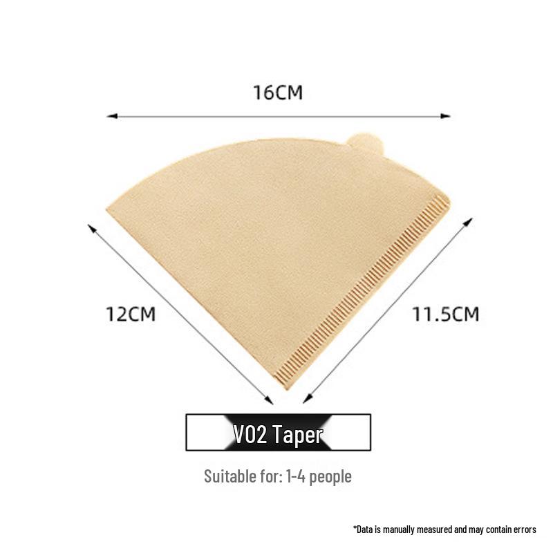 V60 Fan-shaped Raw Wood Pulp Coffee Filter, 100 Sheets, Hand Drip Disposable