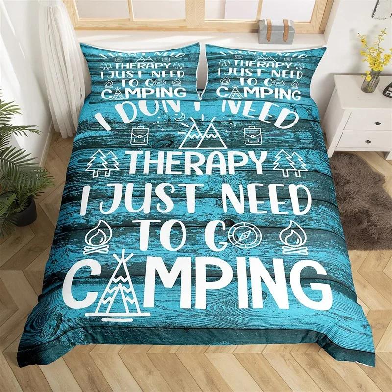 Western Cowhide Duvet Cover King Size Happy Camping Bedding Set Polyester Farmhouse Style Comforter Cover For Travel Rv Bunk Bed