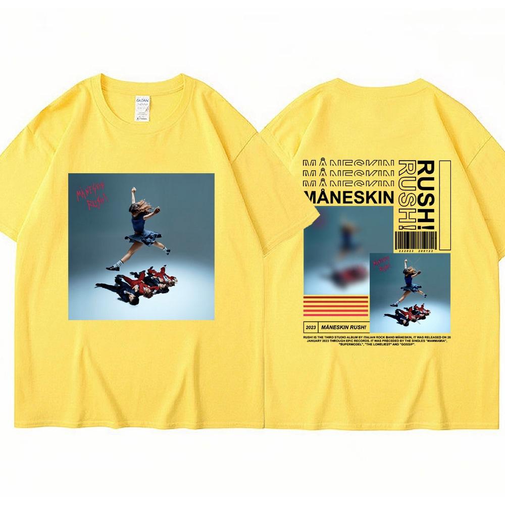 

Italian Rock Band Maneskin T Shirt Music Album Rush T-shirts Men Women Hip Hop Oversized Cotton Fashion Tees 3XL