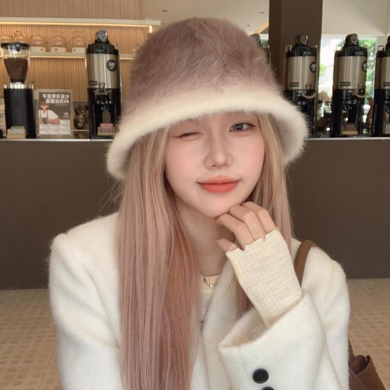 Scarf women's winter advanced sense of gradual change color matching mohair thickened warm new imitation cashmere shawl