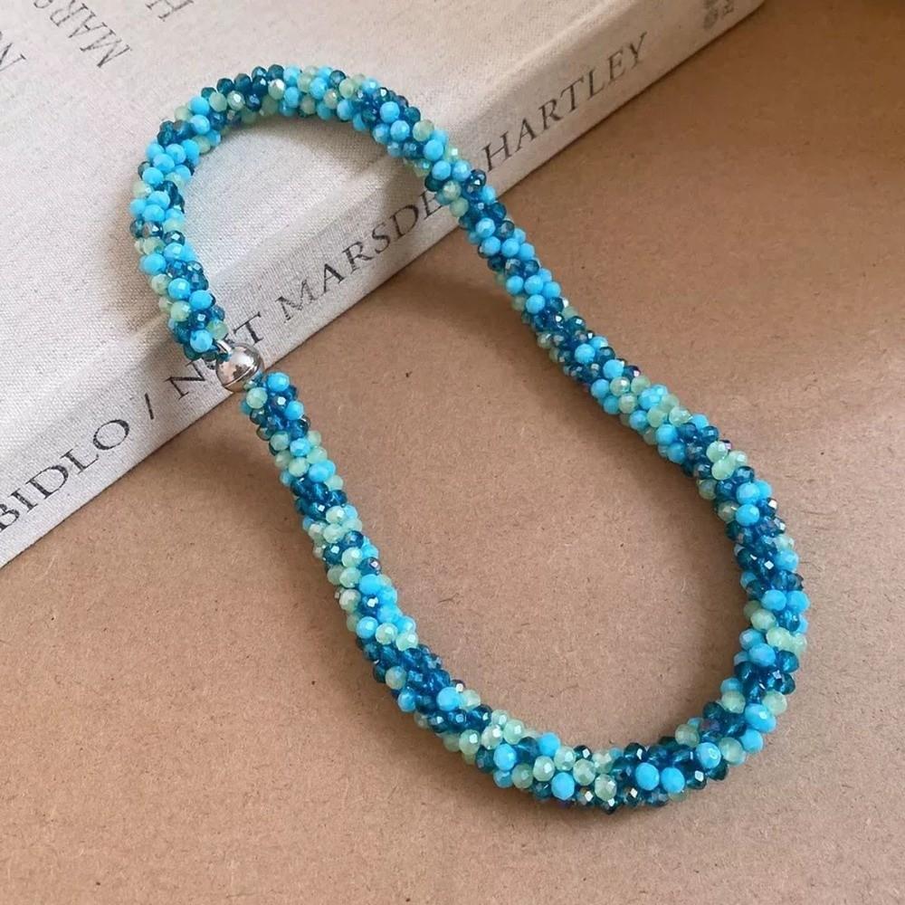 Colorful Necklace Handmade Beaded Clavicle Chain Trend Glass Beads Choker for Women